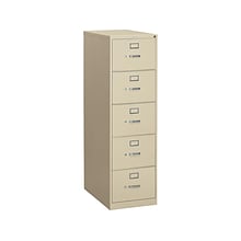 HON 310 Series 5-Drawer Vertical File Cabinet, Legal Size, Lockable, 60H x 18.25W x 26.5D, Putty