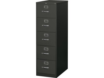 HON 310 Series 5-Drawer Vertical File Cabinet, Legal Size, Lockable, 60"H x 18.25"W x 26.5"D, Black (HON315CPP)