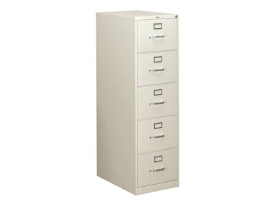 HON 310 Series 5-Drawer Vertical File Cabinet, Legal Size, Lockable, 60H x 18.25W x 26.5D, Light