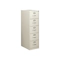 HON 310 Series 5-Drawer Vertical File Cabinet, Legal Size, Lockable, 60H x 18.25W x 26.5D, Light