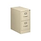 HON 510 Series 2-Drawer Vertical File Cabinet, Letter Size, Lockable, 29"H x 15"W x 25"D, Putty (HON512PL)