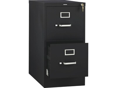 HON 510 Series 2-Drawer Vertical File Cabinet, Locking, Letter, Black, 25D (HON512PP)