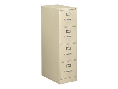 HON 510 Series 4-Drawer Vertical File Cabinet, Letter Size, Lockable, 52H x 15W x 25D, Putty (HON