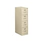 HON 510 Series 4-Drawer Vertical File Cabinet, Letter Size, Lockable, 52H x 15W x 25D, Putty (HON
