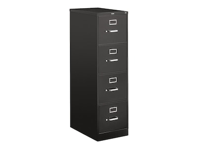 HON 510 Series 4-Drawer Vertical File Cabinet, Letter Size, Lockable, 52H x 15W x 25D, Black (HON