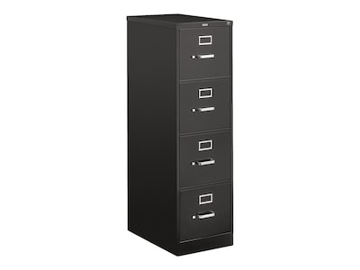 HON 510 Series 4-Drawer Vertical File Cabinet, Locking, Letter, Black, 25D (HON514PP)