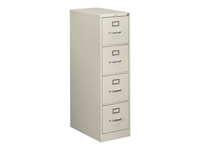 HON 510 Series 4-Drawer Vertical File Cabinet, Letter Size, Lockable, 52"H x 15"W x 25"D, Light Gray (HON514PQ)