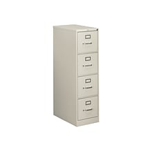HON 510 Series 4-Drawer Vertical File Cabinet, Letter Size, Lockable, 52H x 15W x 25D, Light Gray