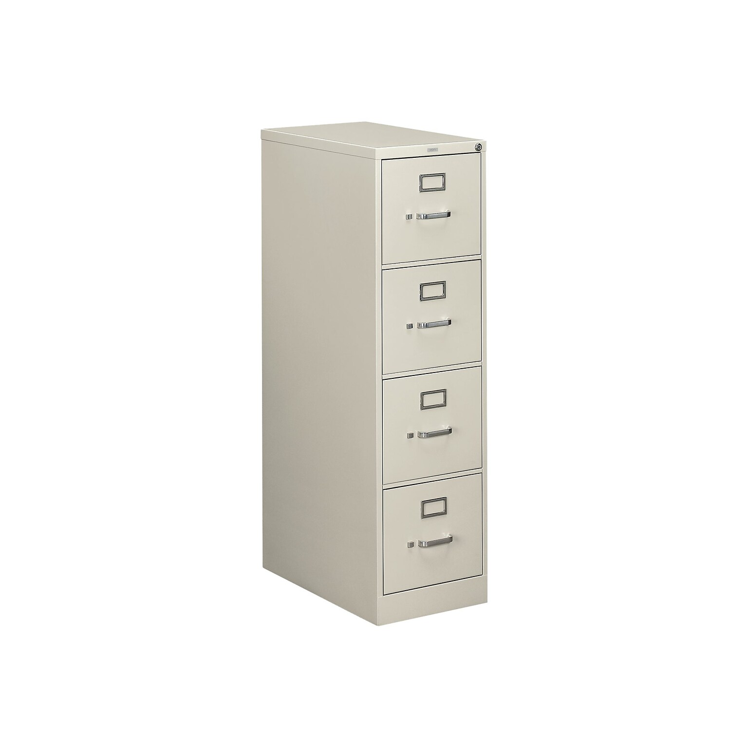 HON 510 Series 4-Drawer Vertical File Cabinet, Letter Size, Lockable, 52H x 15W x 25D, Light Gray (HON514PQ)
