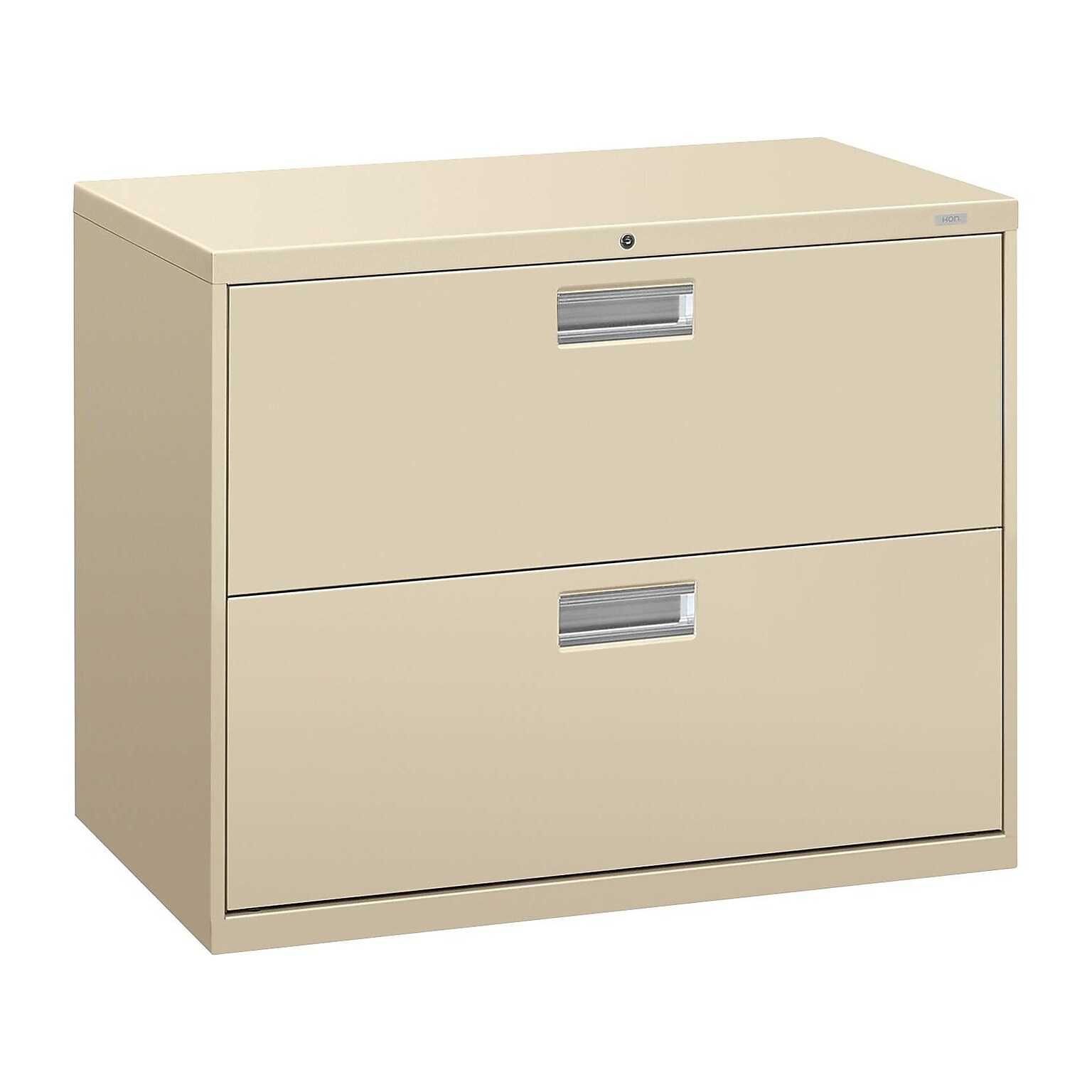 HON Brigade 600 Series 2-Drawer Lateral File Cabinet, Locking, Letter/Legal, Putty/Beige, 36W (H682.L.L)