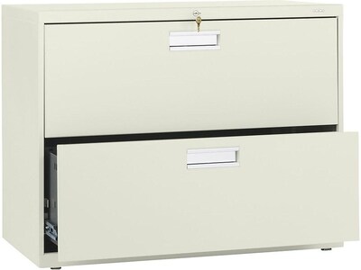 HON Brigade 600 Series 2-Drawer Lateral File Cabinet, Locking, Letter/Legal, Putty/Beige, 36"W (H682.L.L)