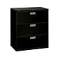 HON Brigade 600 Series 3-Drawer Lateral File Cabinet, Locking, Letter/Legal, Black, 36"W (H683.L.P)