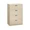 HON Brigade 600 Series 4-Drawer Lateral File Cabinet, Locking, Letter/Legal, Putty/Beige, 36W (HON6