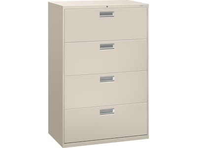 HON Brigade 600 Series 4-Drawer Lateral File Cabinet, Locking, Letter/Legal, Gray, 36W (HON684LQ)