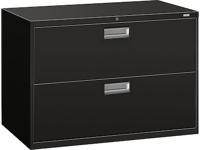 HON Brigade 600 Series 2-Drawer Lateral File Cabinet, Locking, Letter/Legal, Black, 42W (H692.L.P)