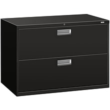 HON Brigade 600 Series 2-Drawer Lateral File Cabinet, Locking, Letter/Legal, Black, 42W (H692.L.P)