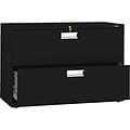 HON Brigade 600 Series 2-Drawer Lateral File Cabinet, Locking, Letter/Legal, Black, 42W (H692.L.P)