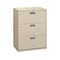 HON Brigade 600 Series 3-Drawer Lateral File Cabinet, Locking, Letter/Legal, Putty/Beige, 30W (H673