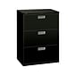 HON Brigade 600 Series 3-Drawer Lateral File Cabinet, Locking, Letter/Legal, Black, 30"W (H673.L.P)