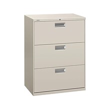 HON Brigade 600 Series 3-Drawer Lateral File Cabinet, Locking, Letter/Legal, Gray, 30W (H673.L.Q)
