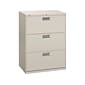HON Brigade 600 Series 3-Drawer Lateral File Cabinet, Locking, Letter/Legal, Gray, 30"W (H673.L.Q)