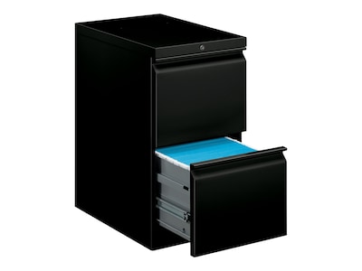 HON Brigade 2-Drawer Mobile Vertical File Cabinet, Letter Size, Lockable, 28H x 15W x 22.88D, Bla