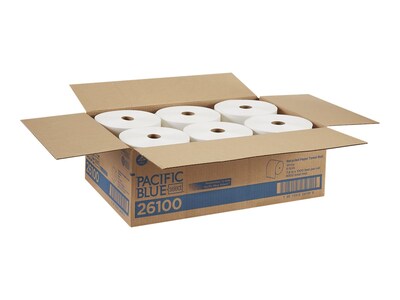 Pacific Blue Select Recycled Hardwound Paper Towels, 1-ply, 1000 ft./Roll, 6 Rolls/Carton (26100)