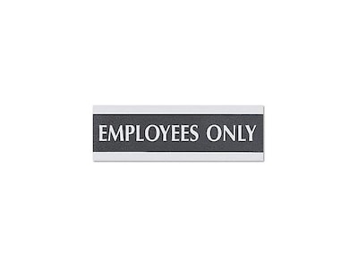 Headline Century Series Employees Only Indoor Door Sign, 9L x 3H, Silver/Black (4760)