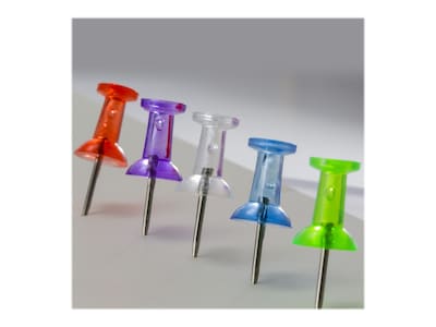 Officemate Push Pins, Translucent Assorted Colors, 200/Tub (35710)