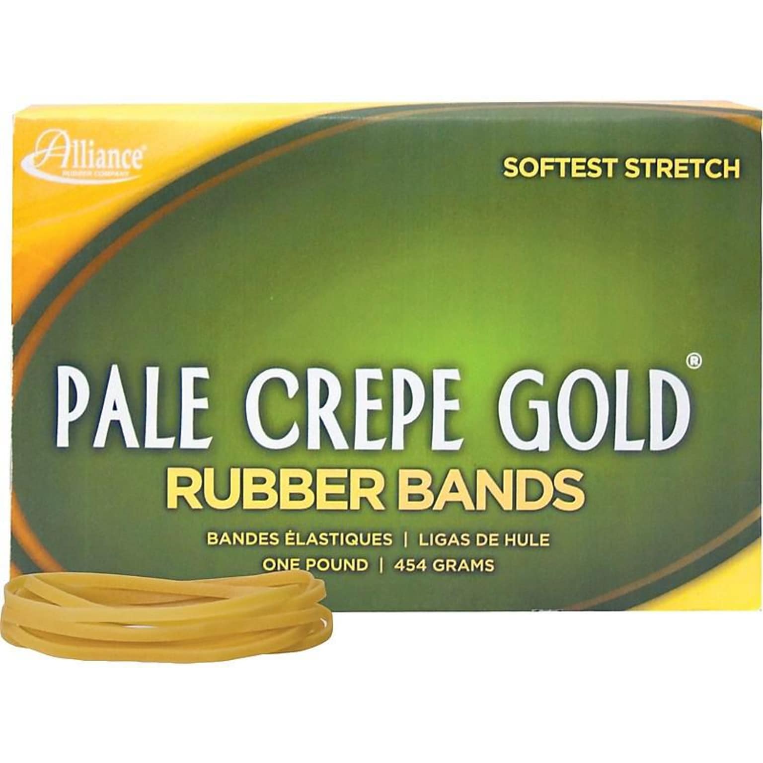 Alliance Pale Crepe Gold Multi-Purpose Rubber Bands, #33, 1 lb. Box, 970/Box (20335)