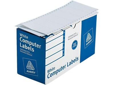Avery Pin-Fed Continuous Form Computer Labels, 1 15/16 x 4, White, 1 Label Across, 5 Carrier, 5,0