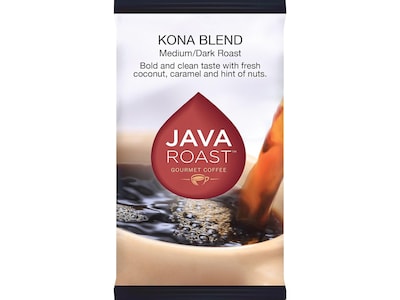 Java Roast Gourmet Kona Blend Ground Coffee with Bonus Filters, Medium Dark Roast, 24/Carton (BHS68366)
