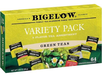 Bigelow Variety Pack Green Tea Bags, 64/Box (30568)