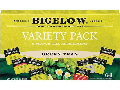 Bigelow Variety Pack Green Tea Bags, 64/Box (30568)