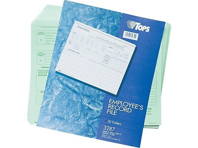 TOPS Employee Record File Straight Cut, 20/Pack (TOP 3287)