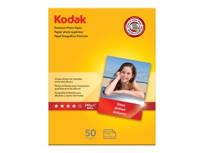 Kodak Premium Glossy Photo Paper, 8.5 x 11, 50 Sheets/Pack (8360513)