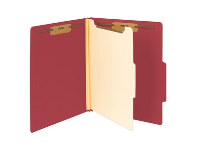 Smead Card Stock Heavy Duty Classification Folders, 2" Expansion, Letter Size, 1 Divider, Red, 10/Box (13703)