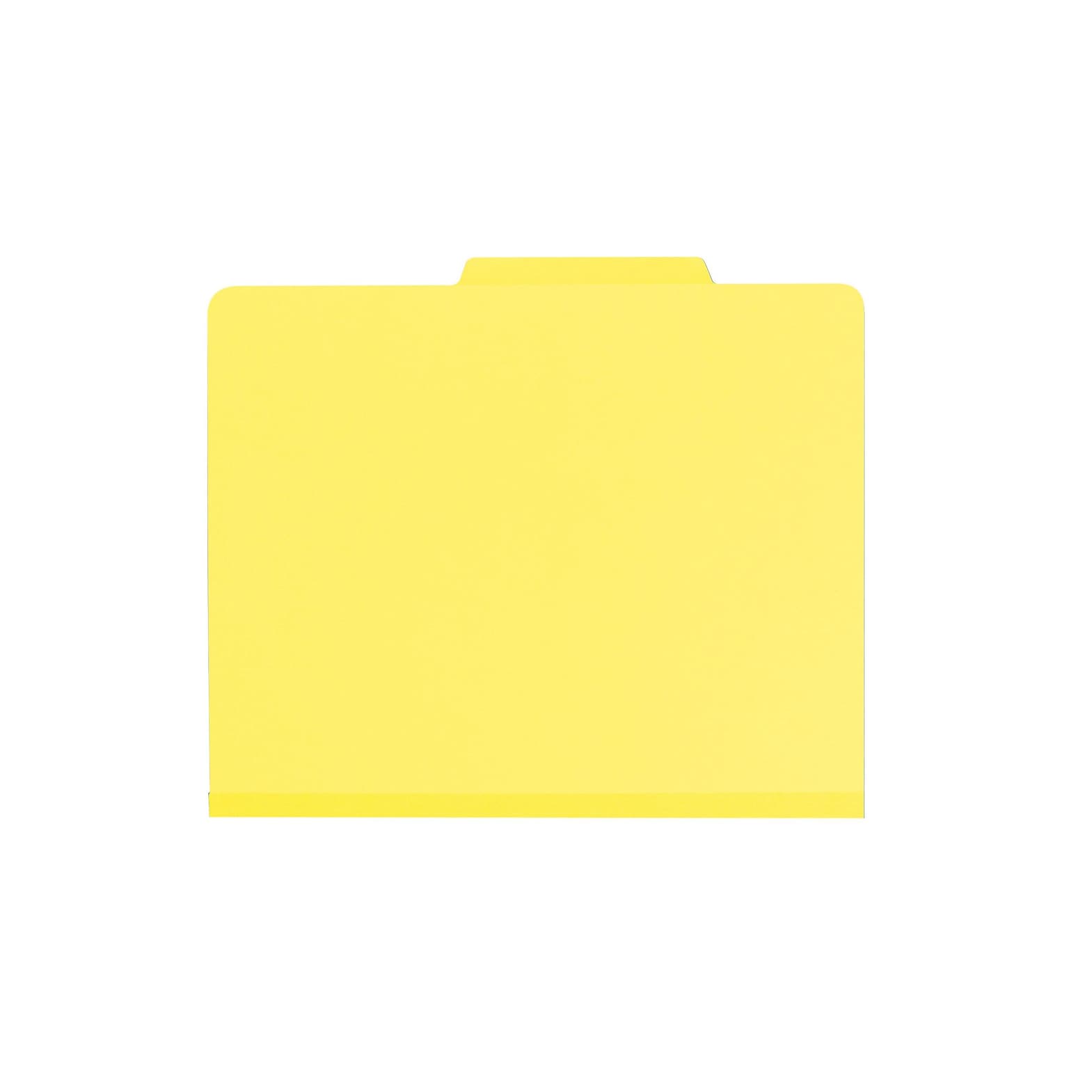 Smead Card Stock Heavy Duty Classification Folders, 2 Expansion, Letter Size, 1 Divider, Yellow, 10/Box (13704)