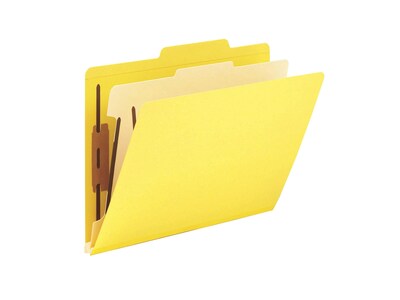Smead Card Stock Heavy Duty Classification Folders, 2" Expansion, Letter Size, 1 Divider, Yellow, 10/Box (13704)