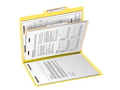 Smead Card Stock Heavy Duty Classification Folders, 2" Expansion, Letter Size, 1 Divider, Yellow, 10/Box (13704)