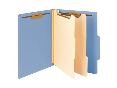 Smead Card Stock Heavy Duty Classification Folders, 2" Expansion, Letter Size, 2 Dividers, Blue, 10/Box (14001)