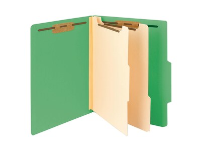 Smead Card Stock Heavy Duty Classification Folders, 2" Expansion, Letter Size, 2 Dividers, Green, 10/Box (14002)