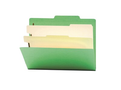 Smead Card Stock Heavy Duty Classification Folders, 2" Expansion, Letter Size, 2 Dividers, Green, 10/Box (14002)