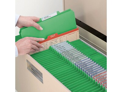 Smead Card Stock Heavy Duty Classification Folders, 2" Expansion, Letter Size, 2 Dividers, Green, 10/Box (14002)