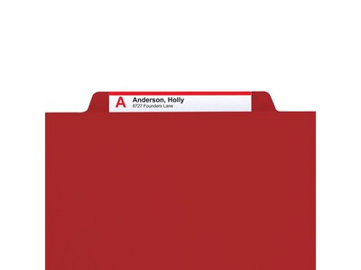 Smead Card Stock Heavy Duty Classification Folders, 2 Expansion, Letter Size, 2 Divider, Red, 10/Bo