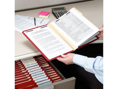 Smead Card Stock Heavy Duty Classification Folders, 2" Expansion, Letter Size, 2 Divider, Red, 10/Box (14003)