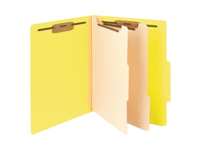 Smead Card Stock Heavy Duty Classification Folders, 2" Expansion, Letter Size, 2 Dividers, Yellow, 10/Box (14004)