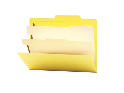 Smead Card Stock Heavy Duty Classification Folders, 2" Expansion, Letter Size, 2 Dividers, Yellow, 10/Box (14004)