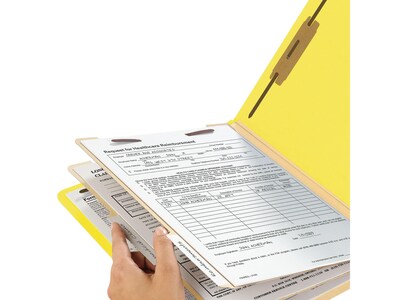 Smead Card Stock Heavy Duty Classification Folders, 2" Expansion, Letter Size, 2 Dividers, Yellow, 10/Box (14004)