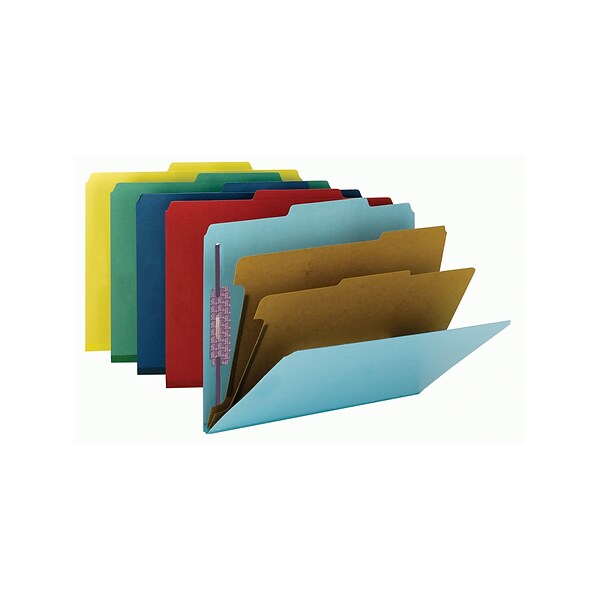 Smead Classification Folders with SafeSHIELD Fasteners, 2 Expansion, Letter Size, 2 Dividers, Assorted Colors, 10/Box (14025)